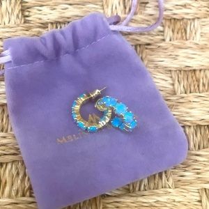 NWOT Melinda Maria Blue Opal Huggie Earrimgs
